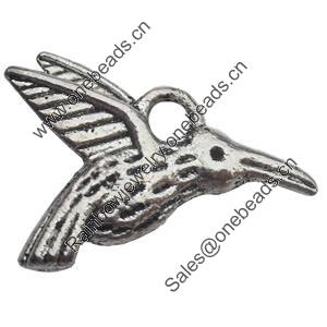 Pendant Zinc Alloy Jewelry Findings Lead-free, Bird, 18x13mm Hole:2mm, Sold by Bag