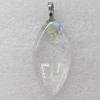 Dichroic Lampwork Glass Pendant with Metal Alloy Head, Horse Eye 10x25mm, Sold by PC