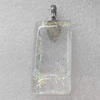 Dichroic Lampwork Glass Pendant with Metal Alloy Head, Rectangle 15x20mm, Sold by PC