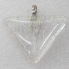 Dichroic Lampwork Glass Pendant with Metal Alloy Head, Triangle 30x40mm, Sold by PC
