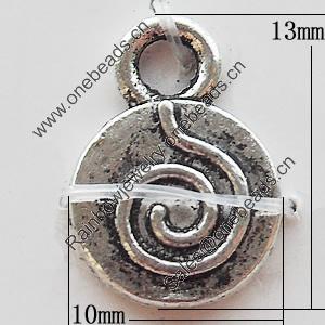 Pendant Zinc Alloy Jewelry Findings Lead-free, 10x13mm Hole:2.5mm, Sold by Bag