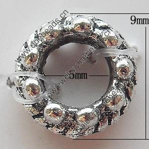 European Style Beads Zinc Alloy Jewelry Findings Lead-free, 9mm Hole:5mm, Sold by Bag