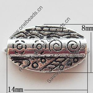 Beads Zinc Alloy Jewelry Findings Lead-free, 14x8mm Hole:1mm, Sold by Bag