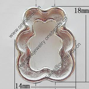 Connectors Zinc Alloy Jewelry Findings Lead-free, Bear 14x18mm Hole1mm, Sold by Bag
