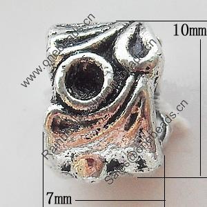 European Style Beads Zinc Alloy Jewelry Findings Lead-free, 7x10mm Hole:5.5mm, Sold by Bag