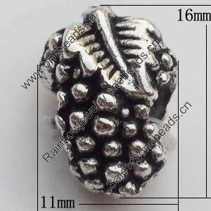 European Style Beads Zinc Alloy Jewelry Findings Lead-free, 11x16mm Hole:5mm, Sold by Bag