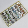 Silver Foil lampwork Glass Rings, Diamond 26.5mm, Sold by Box