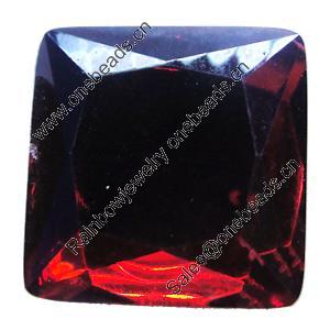 Resin Zircon, No-Hole Jewelry findings, Faceted Square, 8mm, Sold by Bag