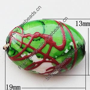 Spray-Painted Acrylic Beads, Oval 19x13mm, Sold by Bag 