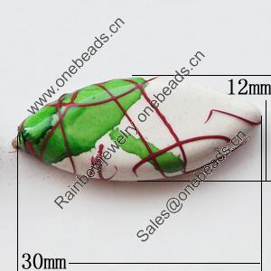 Spray-Painted Acrylic Beads, Flat Horse Eye 30x12mm, Sold by Bag 