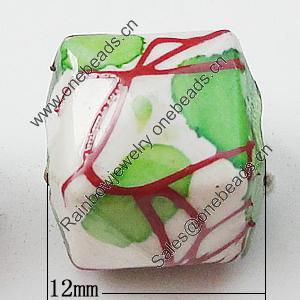 Spray-Painted Acrylic Beads, Cube 12mm, Sold by Bag 