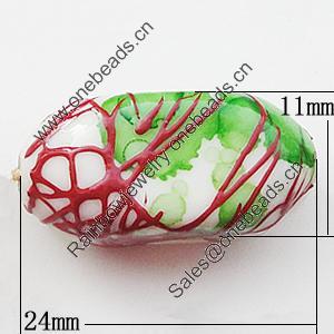 Spray-Painted Acrylic Beads, 24x11mm, Sold by Bag 