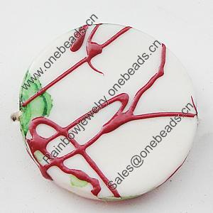 Spray-Painted Acrylic Beads, Flat Round 22mm, Sold by Bag 