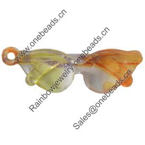 Acrylic Pendants, Mix Colour, Glasses, 60x20mm Hole:2mm, Sold by PC