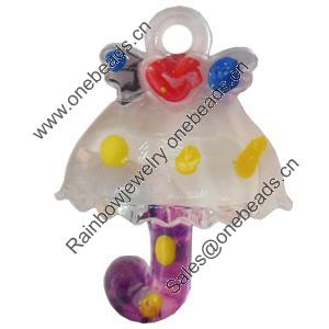Acrylic Pendants, Mix Colour, Umbrella, 25x33mm Hole:2mm, Sold by PC
