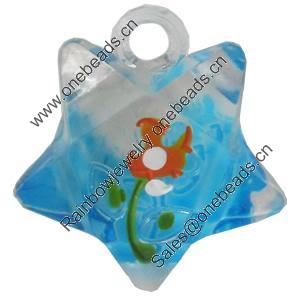 Acrylic Pendants, Mix Colour, Star, 24x26mm Hole:2mm, Sold by PC