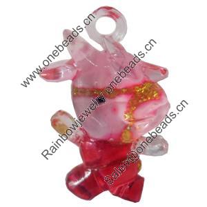 Acrylic Pendants, Mix Colour, Cow, 20x33mm Hole:2mm, Sold by PC