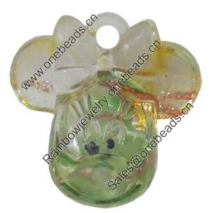 Acrylic Pendants, Mix Colour, 24x39mm Hole:2mm, Sold by PC