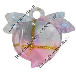 Acrylic Pendants, Mix Colour, Peach, 32x27mm Hole:2mm, Sold by PC