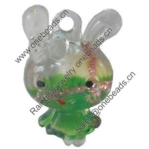 Acrylic Pendants, Mix Colour, Rabbit, 22x37mm Hole:2mm, Sold by PC