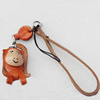 Cotton Cord Mobile Chain with Cowhide Pendants, Monkey, Length:6-Inch, Sold by Strand