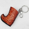 Iron Key Chains with Cowhide Pendants, Boots, Length:3.9-inch, Sold by PC