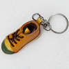 Iron Key Chains with Cowhide Pendants, Shoes, Length:3.9-inch, Sold by PC