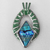 Dichroic Glass Pendant, Alloy Setting with Enamel, 88x52x10mm, Sold by PC