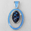 Dichroic Glass Pendant, Alloy Setting with Enamel, 67x36x8mm, Sold by PC