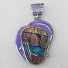 Dichroic Glass Pendant, Alloy Setting with Enamel, 48x40x8mm, Sold by PC