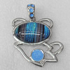 Dichroic Glass Pendant, Alloy Setting with Enamel, 45x45x8mm, Sold by PC