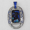 Dichroic Glass Pendant, Alloy Setting with Enamel, 36x24x7mm, Sold by PC