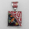 Dichroic Glass Pendant, Alloy Setting with Enamel, 32x29mm, Sold by PC