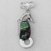 Dichroic Glass Pendant, Alloy Setting with Enamel, 49x23x8mm, Sold by PC