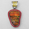 Dichroic Glass Pendant, Alloy Setting with Enamel, 42x30x8mm, Sold by PC