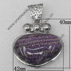 Dichroic Glass Pendant, Alloy Setting with Enamel, 42x40x10mm, Sold by PC