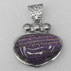 Dichroic Glass Pendant, Alloy Setting with Enamel, 42x40x10mm, Sold by PC