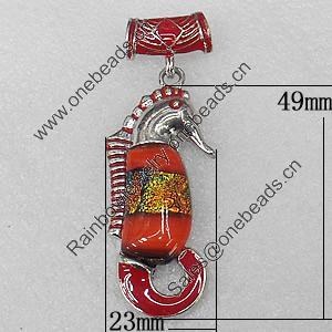 Dichroic Glass Pendant, Alloy Setting with Enamel, 49x23x8mm, Sold by PC