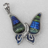 Dichroic Glass Pendant, Alloy Setting with Enamel, 37x39x7.5mm, Sold by PC