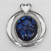 Dichroic Glass Pendant, Alloy Setting with Enamel, 55x55x10mm, Sold by PC