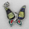 Dichroic Glass Pendant, Alloy Setting with Enamel, 39x37x7.5mm, Sold by PC