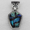 Dichroic Glass Pendant, Alloy Setting with Enamel, 29x23x8mm, Sold by PC