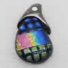 Dichroic Glass Pendant, Alloy Setting with Enamel, 38x20x9mm, Sold by PC