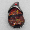 Dichroic Glass Pendant, Alloy Setting with Enamel, 38x20x9mm, Sold by PC