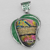 Dichroic Glass Pendant, Alloy Setting with Enamel, 48x40x8mm, Sold by PC