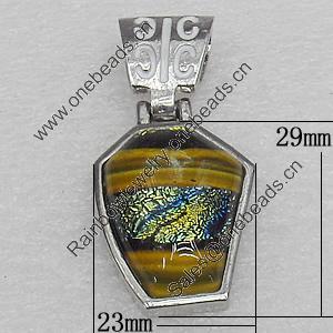 Dichroic Glass Pendant, Alloy Setting with Enamel, 29x23x8mm, Sold by PC