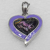 Dichroic Glass Pendant, Alloy Setting with Enamel, 30x30x10mm, Sold by PC