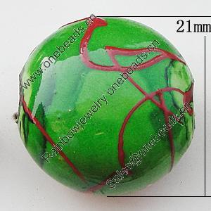 Spray-Painted Acrylic Beads, Flat Round 21x21mm, Sold by Bag 