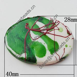 Spray-Painted Acrylic Beads, Flat Oval 40x28mm, Sold by Bag 