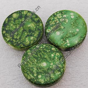 Spray-Painted Acrylic Beads, Flat Round 18mm, Sold by Bag 